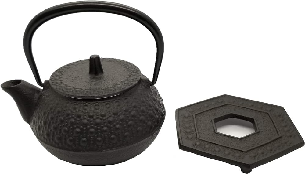 Iwachu Iron Black Iron New Tortoise Shell 16109 Kettle, Finish, 0.32L, Kettle/Teapot Set, 3-Type Design,