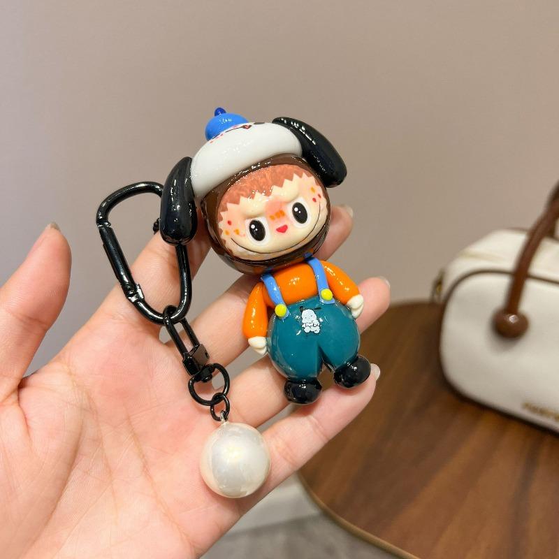 Portachiavi Bambola Ciondolo Labu Ciondolo Borsa Argilla Dipinto a Mano Piccolo Regalo Portachiavi Cartone Animato Bubu