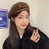 Retro Stylish Beret For Women Sweet Look With Embroidered Detail Chain