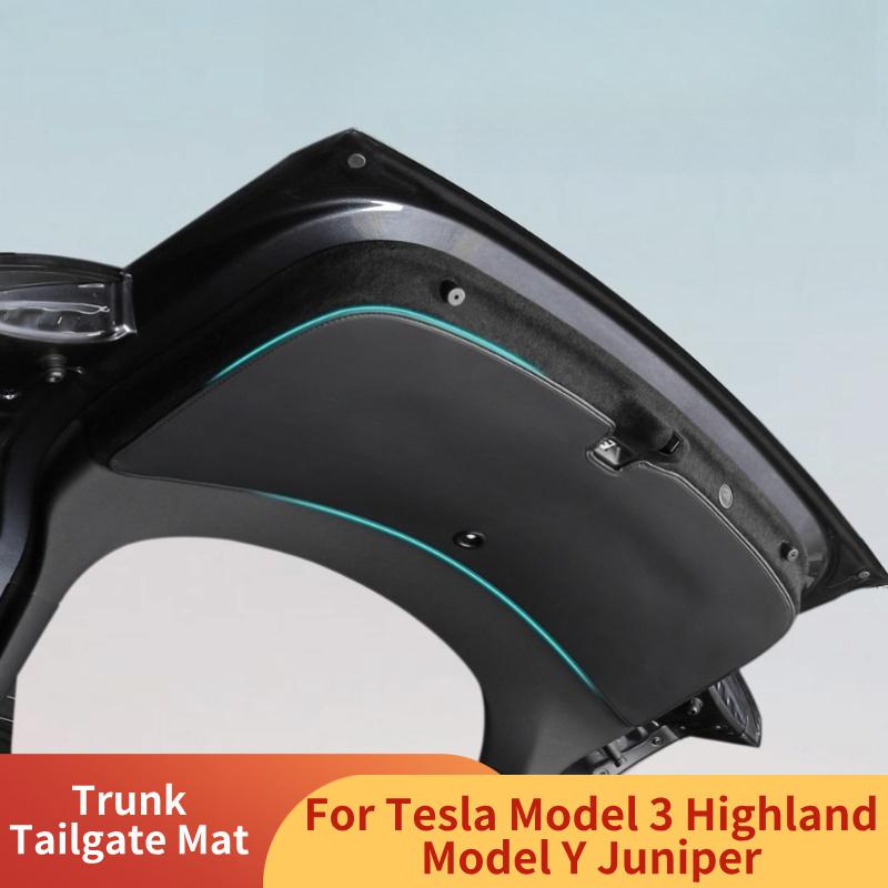 Trunk Tailgate Mat for Tesla Model 3 Highland Model Y Juniper 2025 Tailgate Protective Leather Pad Interior Trim Car Accessories