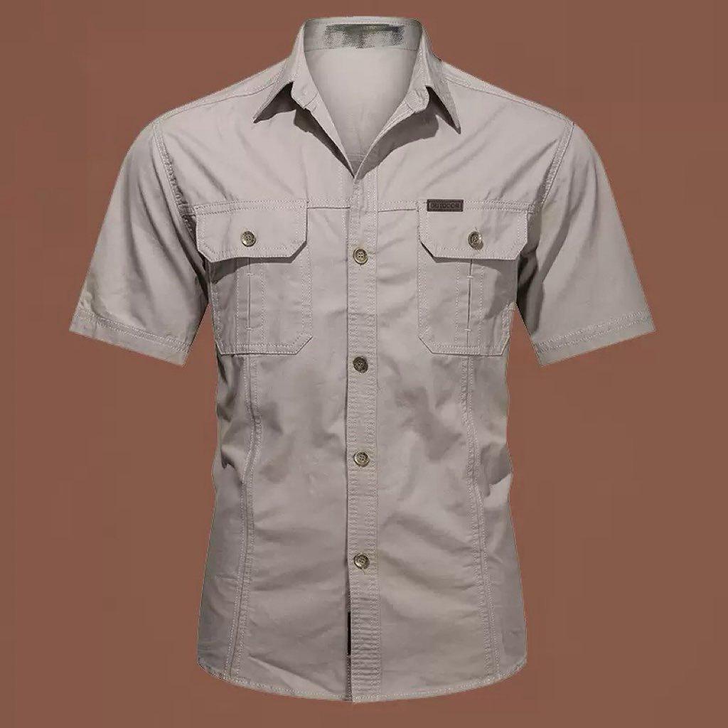 Men's Plus Size Casual Long-Sleeve Shirt with Pocket - Solid Color, Ideal for Middle-Aged & Young Men, Autumn Workwear Style