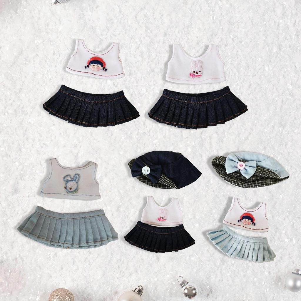 Mini 6 inch Doll Clothes,Doll Outifits Skirts Set,T Shirts Doll Accessories Clothing,Clothing DIY Doll Toy,Girl Doll Clothes