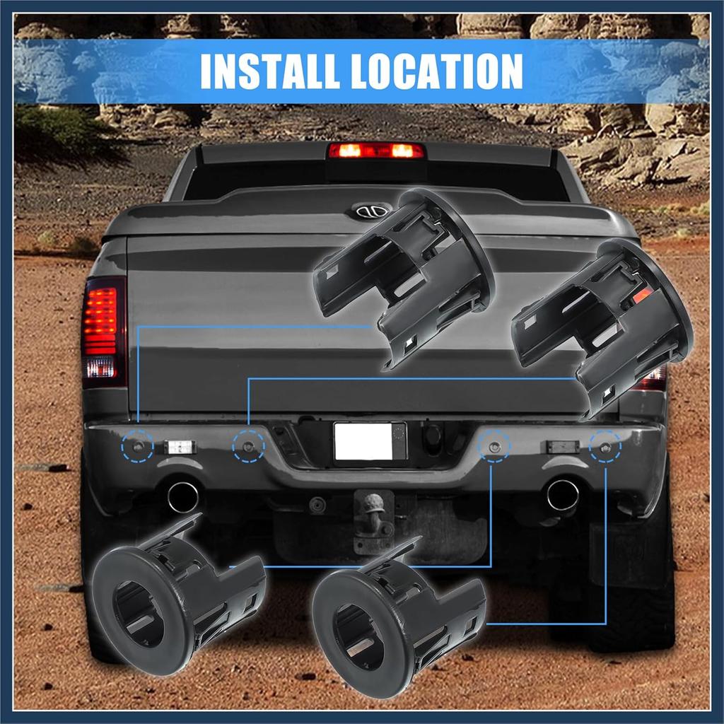 4PCS Parking Assist Sensor Bezels for Front or Rear Bumper for Dodge for Ram 1500 Backup Parking Aid Sensor Retainer Bracket for Ram 1500 Classic