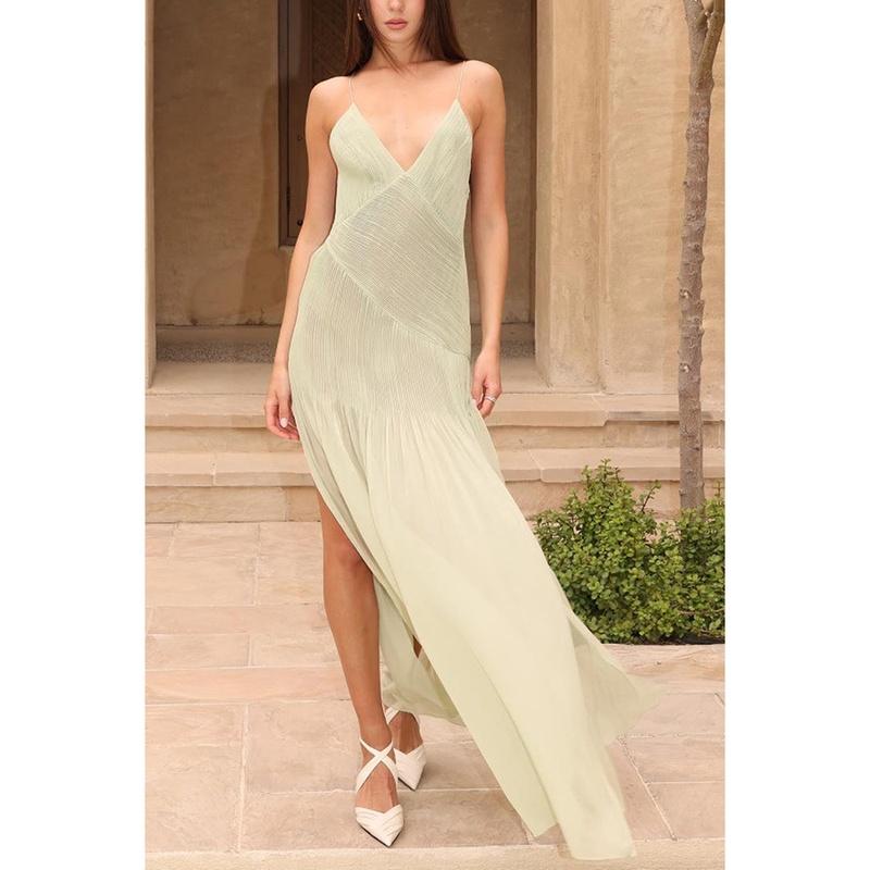 Abito Maxi Stile Europeo Primavera ed Estate con Spalline Sottili INS Casual Vacanza Vestibilità Larga
