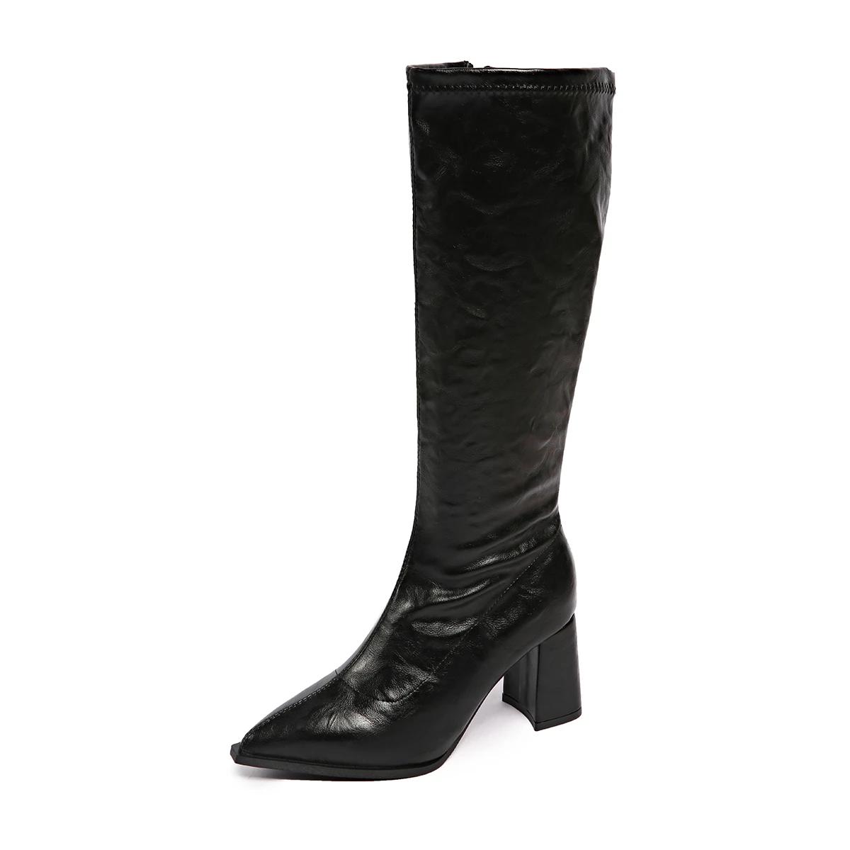 

Temperament Pointed-toed Square-toed Women s Winter Boots New Versatile Long-thigh Boots Knight Foreign Style 42