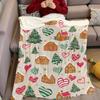 Christmas Gingerbread Pattern Flannel Blanket Warm Soft Halloween Christmas Couch Warm Cozy Decorative Decor Gift For All Season