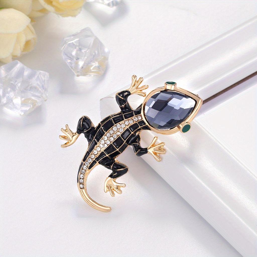New Luxury Crystal Rhinestone Lizard Brooches for Women Men Creative Fashion Animal Pins Accessories Shining Jewelry Good Gift