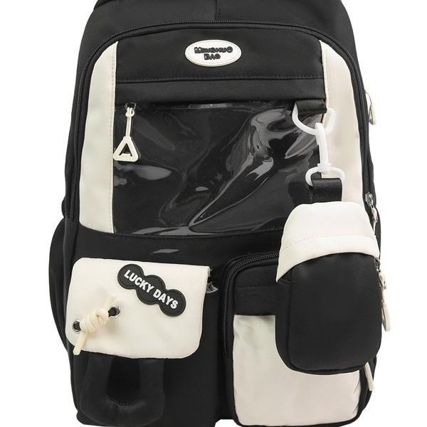 Schoolbag new Japanese ins fresh and sweet contrasting colors splicing bar pain bag girl junior high school students large capacity backpack