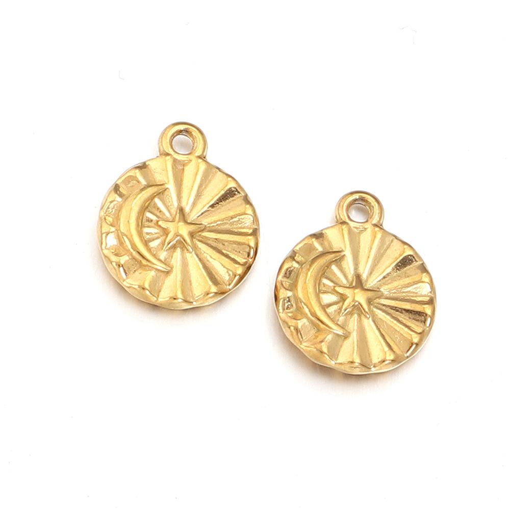 5pcs/lot High Quality Stainless Steel Pendant Star Moon Round Shape Fashion Charms For Jewelry Making DIY Necklace Earrings Gift