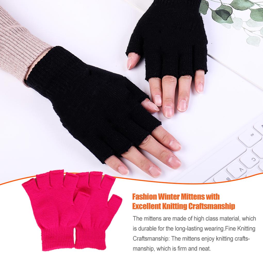 Winter Knit Mittens Adults Wrapping Cover Hands Warmer Mitten Clothes Accessory Outdoor Flexible Knitted Adults Half Gloves