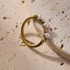 Luxus Zirkon Perlen Edelstahl Ring - High-End Titan Modeschmuck für Damen