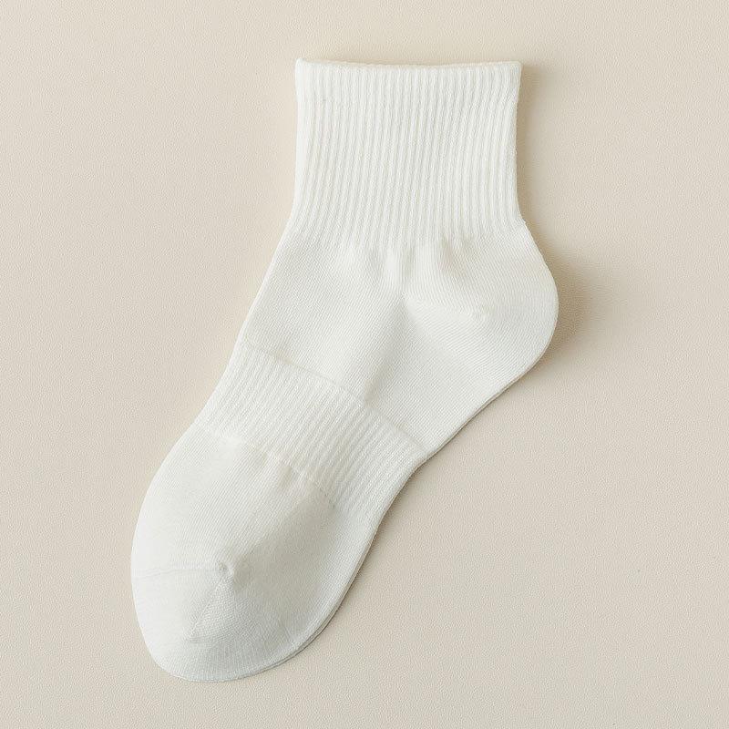 Women's Mid-calf Socks, Boneless Sports Solid Color Cotton Socks, Autumn and Winter Short Socks, Versatile Spring and Summer Socks
