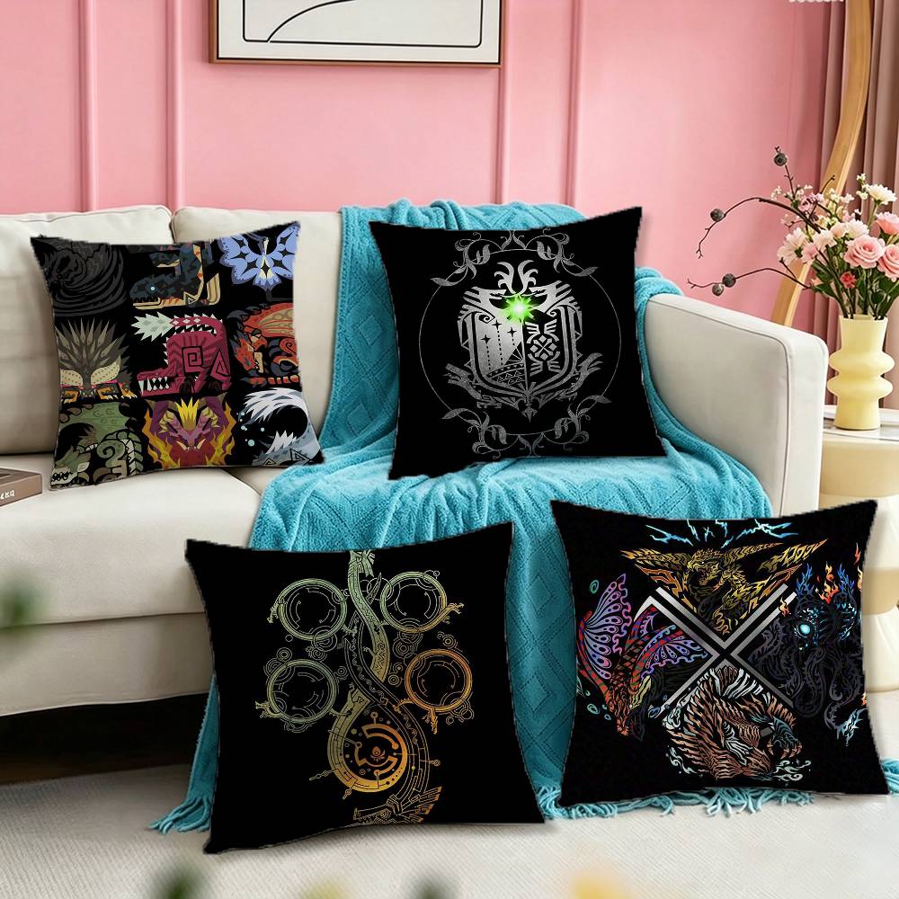 Game MMonsterHunter Square DoubleSided printed Pillow Case Bedroom Bedside Pillow Sofa Cushion Cover
