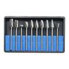 10pcs Hard Metal Carbide Rotary Burr Set Double-pattern Grinding Head Rotary File For Wood Carving Polishing Grinding