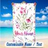 Floral Garden Theme Beach Towel Personalized Custom Name & Text Soft Quick Dry Beach Towel for Swimming Travel