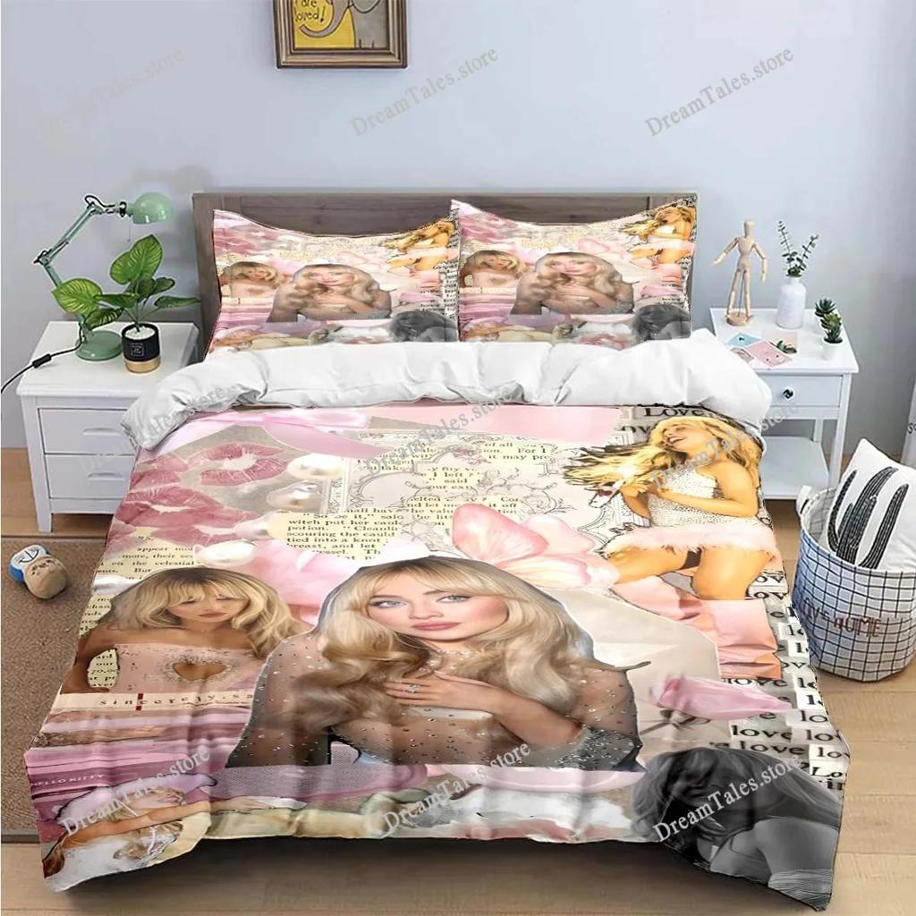 Pop Female Singer S-Sabrina Print Bedding Sets Exquisite Bed Supplies Set Duvet Cover Bed Comforter Set Bedding Set Luxury Gift