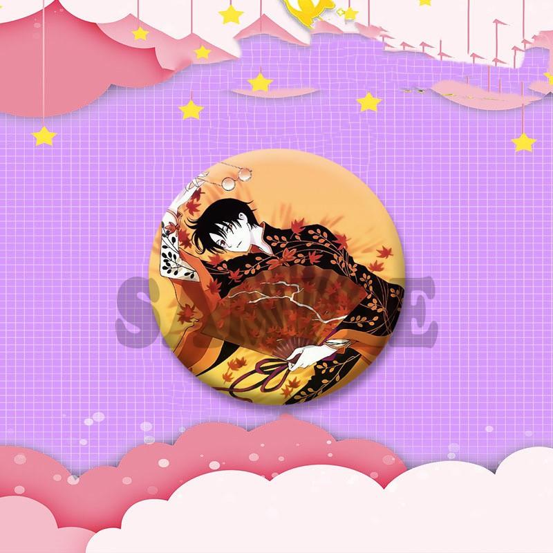 Japanese Manga XxxHolic Can Badge Anime Cartoon Round Cosplay Badge Yuuko Kimihiro Watanuki Brooch on Backpack Accessories Gift