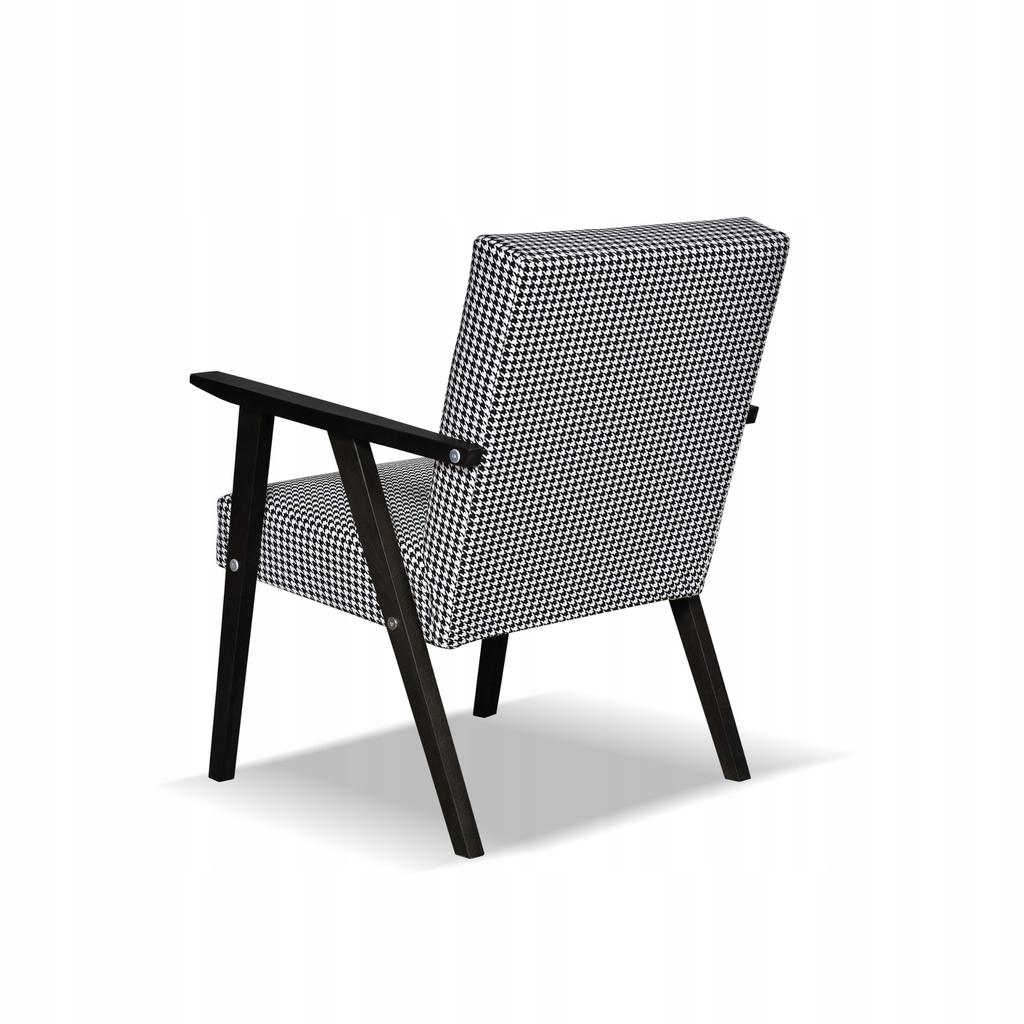 Fotel PRL zestaw retro vintage SOLER Family Meble Pepitka czarno - biała