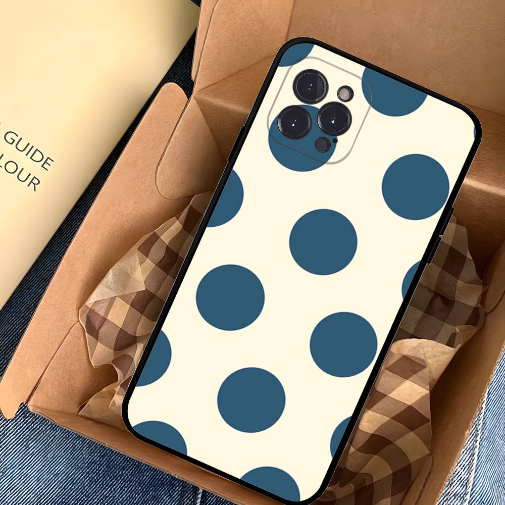 Simple Black White Polka Dot Fit For iPhone 16 15 Promax Phone Case iPhone 14 11 12 High End 13 Pro Silicone