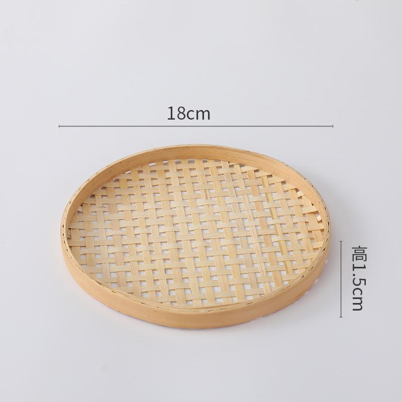 Handmade Bamboo Basket Z7GN: Double-Layer Winnowing Tray with Handle for Snacks and Tea.