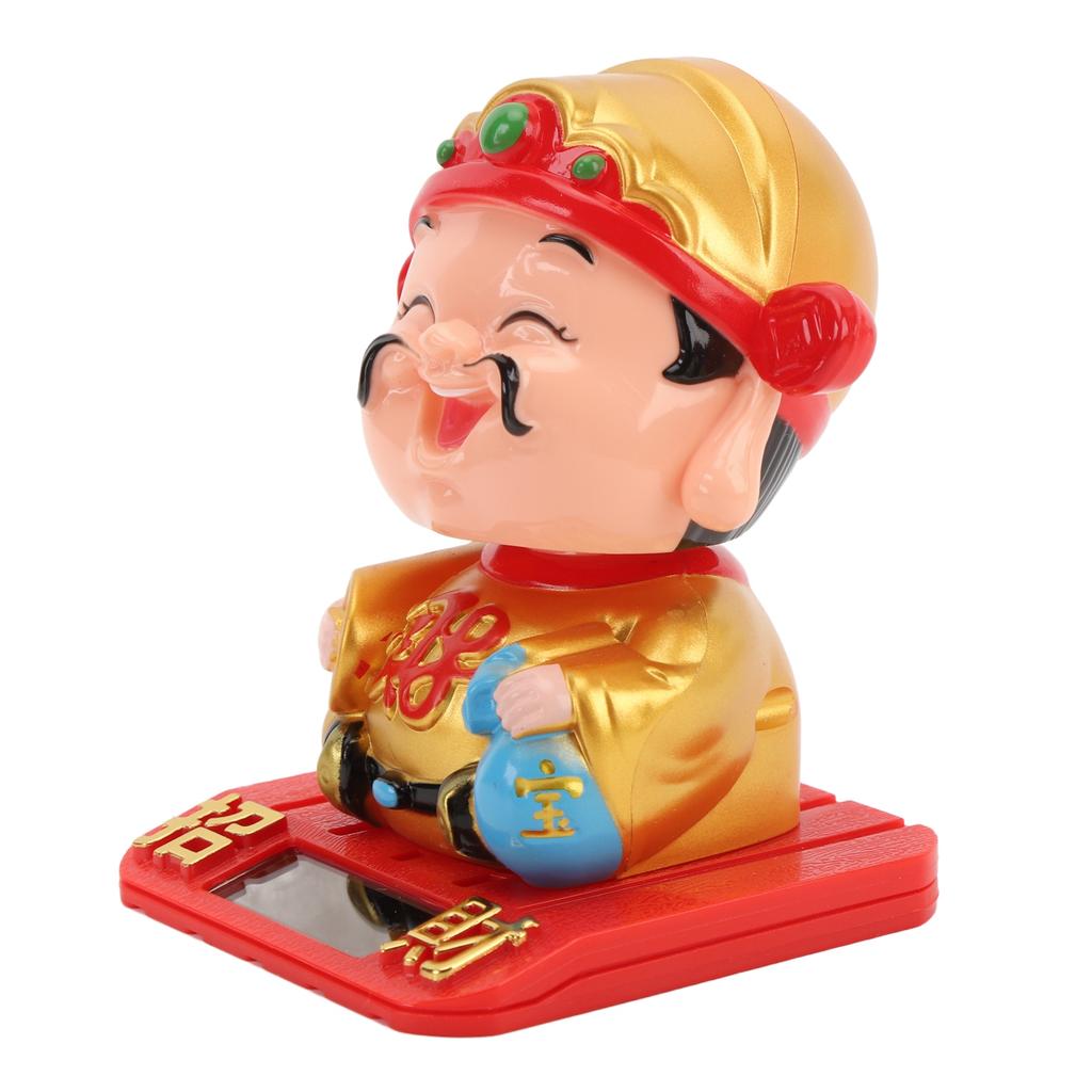 Cai Shen Statue Light Sensing Automatic Nodding Cai Shen Figurine for Office Car Dashboard Hotel