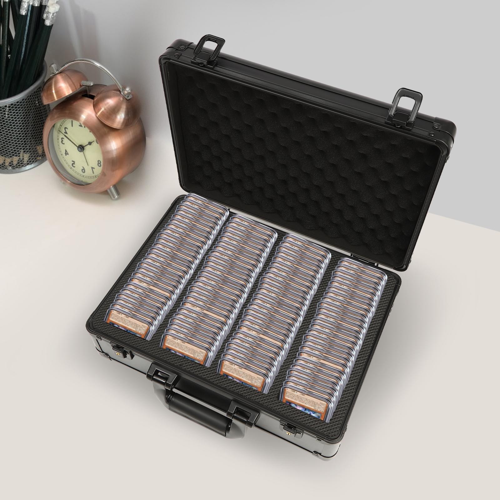 Premium Graded Coin Slab Storage Case - Compact Travel Holder for Collectible Coins - Durable Aluminum Alloy Hard Shell Holder nero