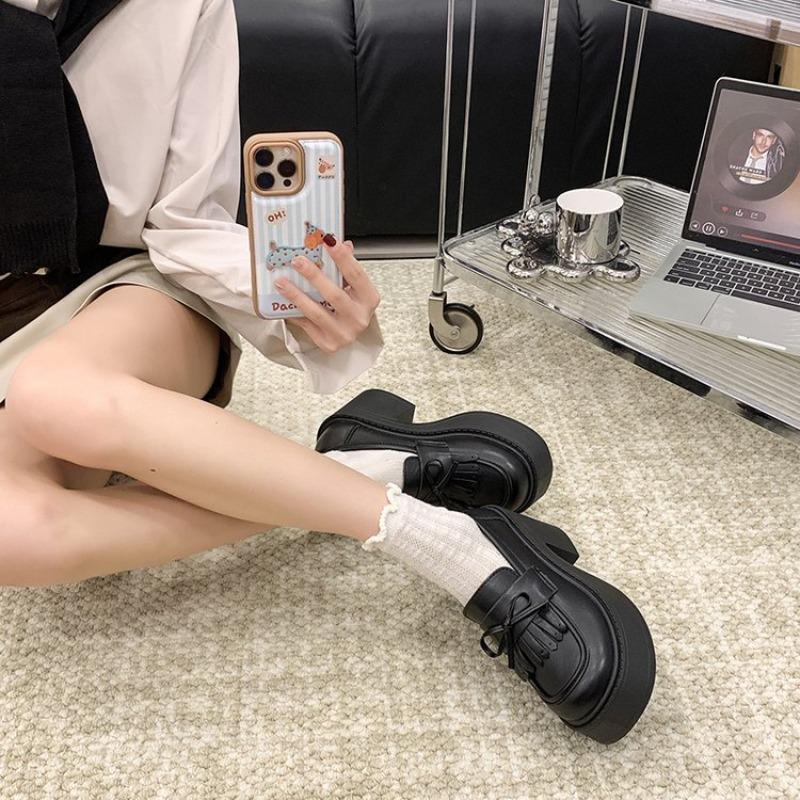 women's thick soled shoes Hot Sale Women Retro Pumps High Heels Fashion comfort Loafers Woman Uniform Shoes Ladies