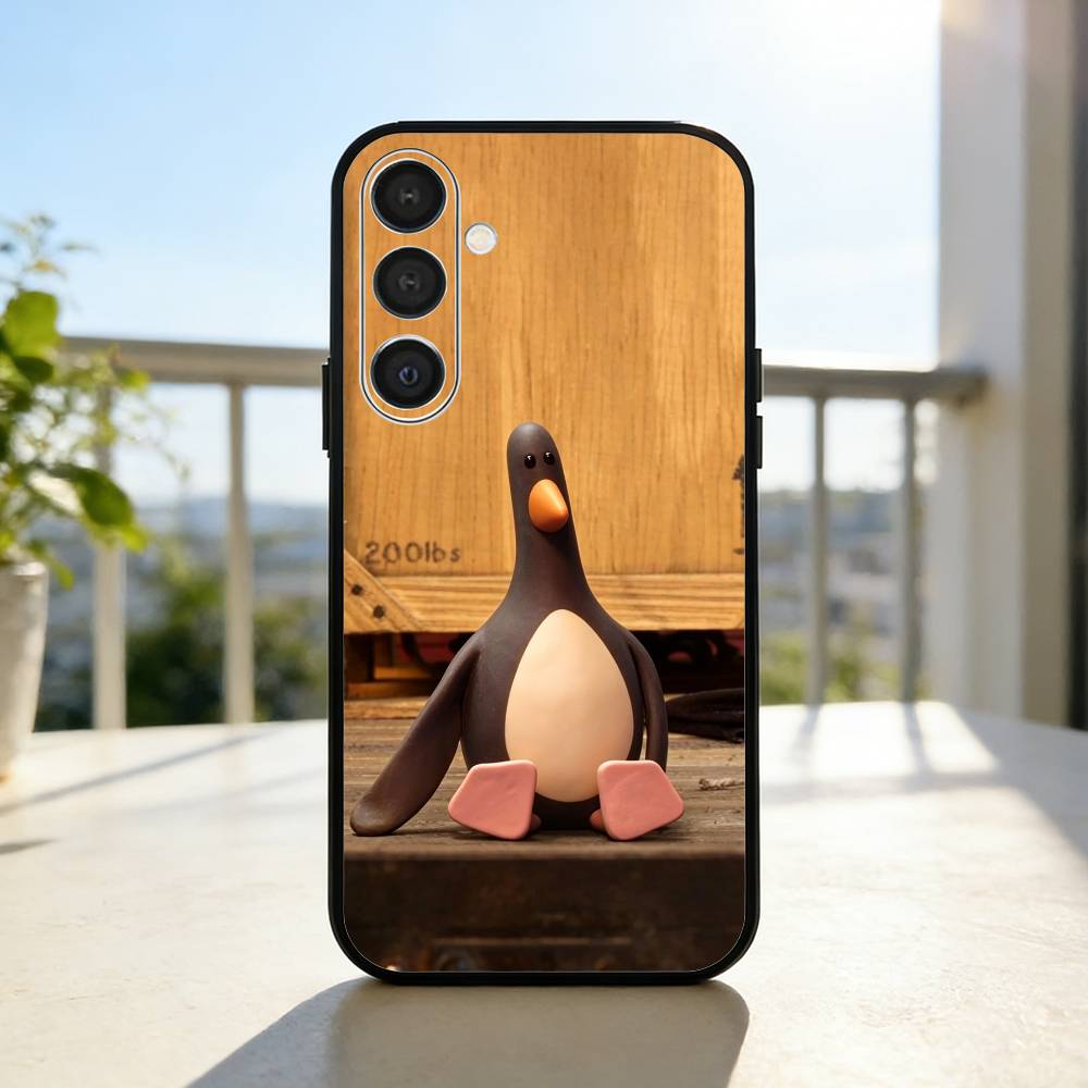 Cute Retro Villain Penguin Phone Case For Samsung A73,72,71,53,52,51,22,91,80, Soft Black Cover
