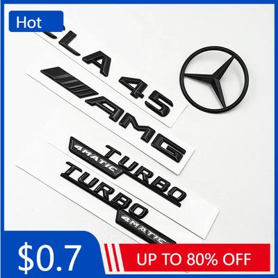 Car Sticker 3D ABS Black CLA45 Logo TURBO 4MATIC Badge Car Rear Star Sticker Trunk AMG Emblem For Mercedes Benz CLA 45 AMG W117