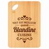 Planche À Découper - PLANETEE - Meilleur Quand Blandine Cuisine - Bambou Gravé - 30x20x1 Cm - Cadeau Personnalisé
