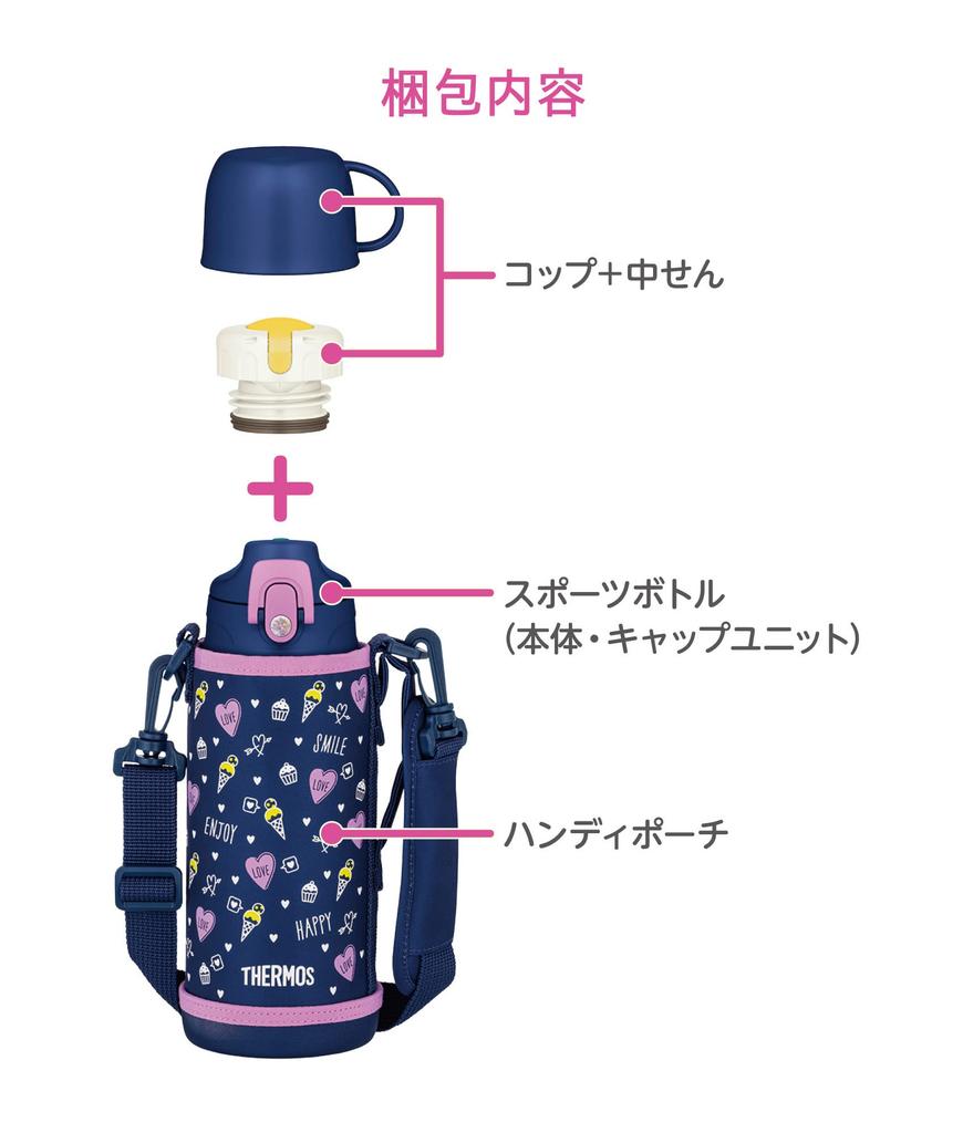 Thermos Water Vacuum Insulated Navy Direct Comes with For Going to Kindergarten or School NVPL Bottle, 2-Way Bottle, 0.8L/0.83L, Purple, Drinking,