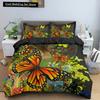 Butterfly Duvet Cover King Queen Size Animal Floral Bedding Set for Teens Adults Beautiful Flower 23pcs Polyester Quilt Cover