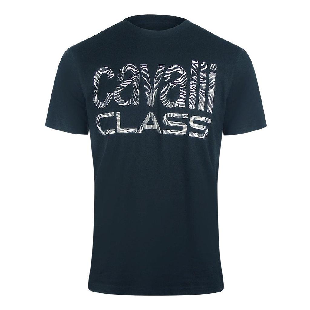 Cavalli Class Mens Zebra Print Logo T-Shirt