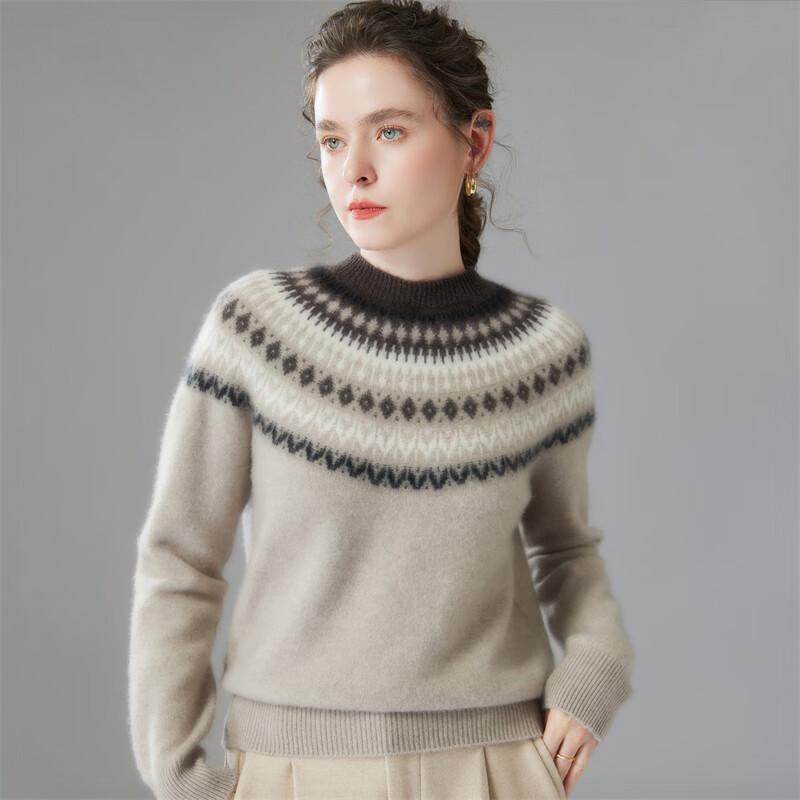 Fanzhen Damtröja i tjock kashmir med halvhög krage