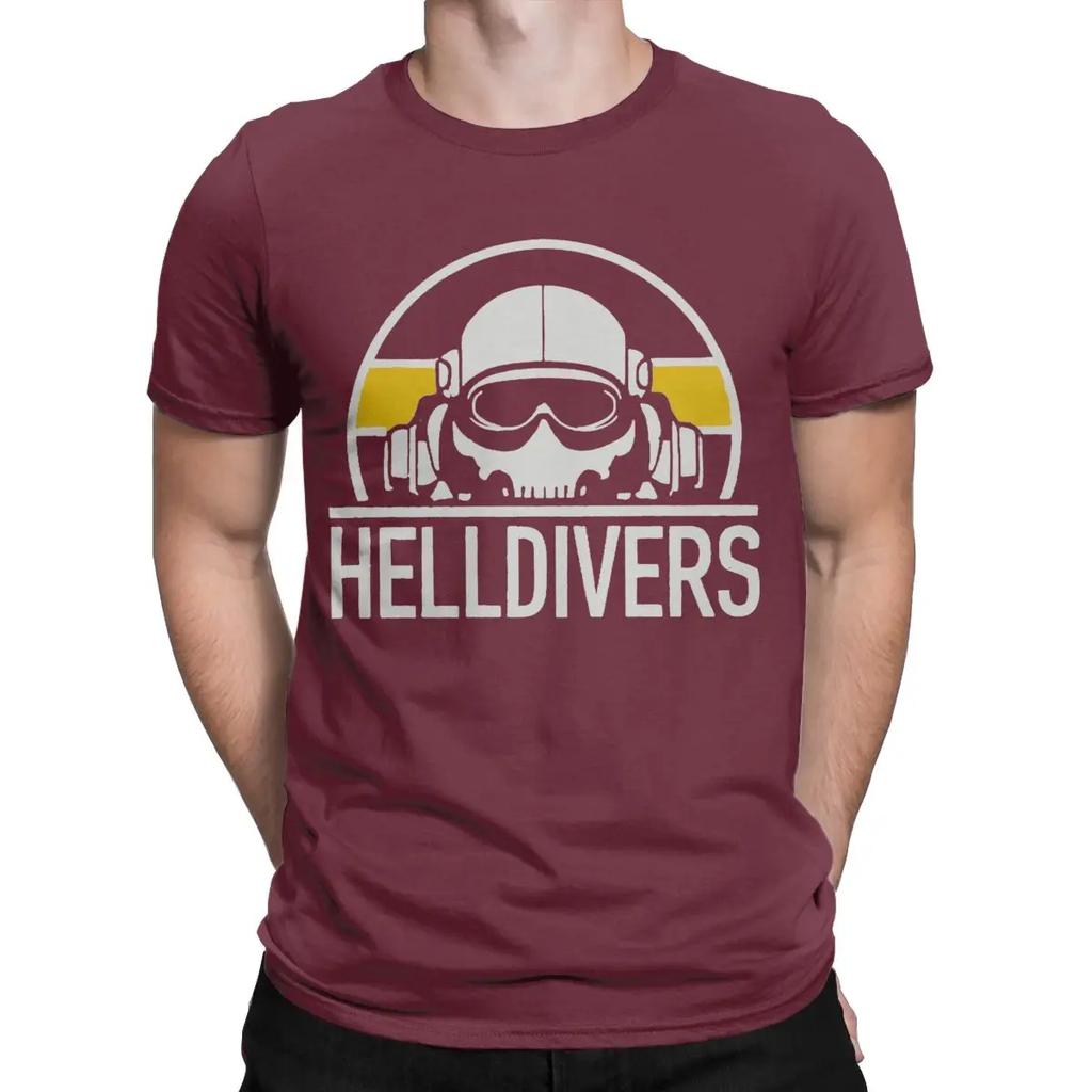 Helldivers Dive Harder Game Men T Shirt Leisure Tees Short Sleeve Round Neck T-Shirt Pure Cotton Gift Idea Clothes