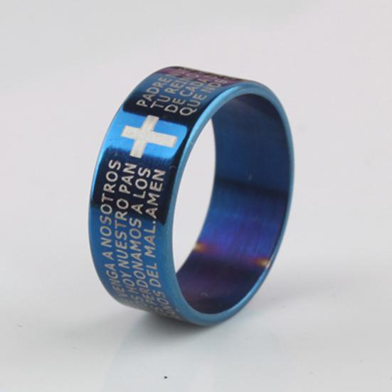 Pár Titanium Steel Cross Bible Text Finger Prsten Party šperky doplněk dárek