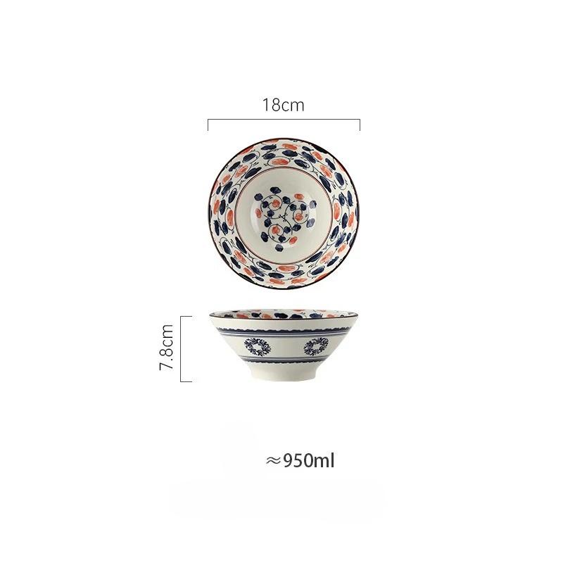 980ml Japanese Ceramic Soup Bowl Retro Ramen Noodle Bowls Large Capacity Bowl Restaurant Household Tableware Kitchen Supplies
