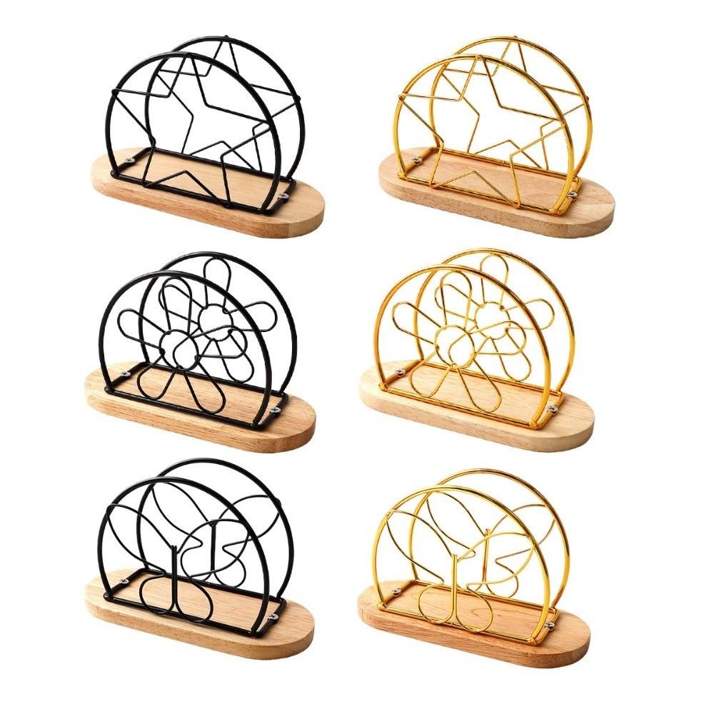 With Wooden Base Tabletop Tissue Rack Decorative Napkin Organizer for Kitchen Dining Table