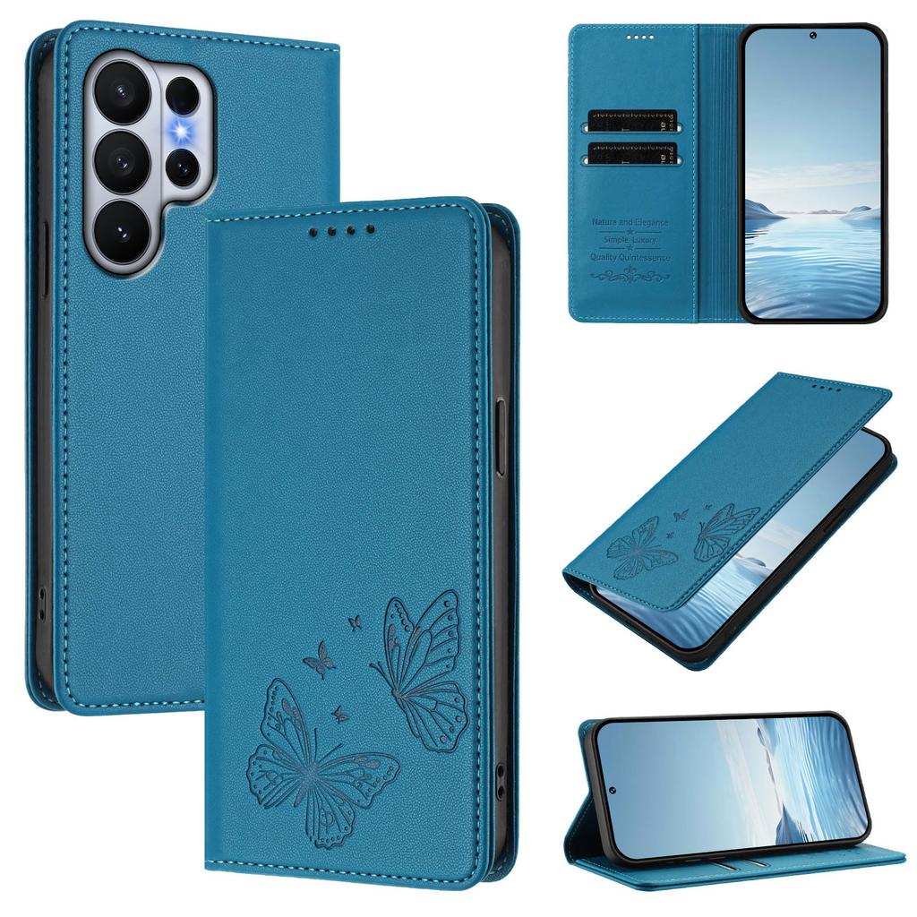 Butterfly Embossed Cards Solt Wallet Leather Case For Samsung S26 Ultra S25 S24 Plus S23 S22 A17 A07 A57 A37 A16 A26 RFID Cover