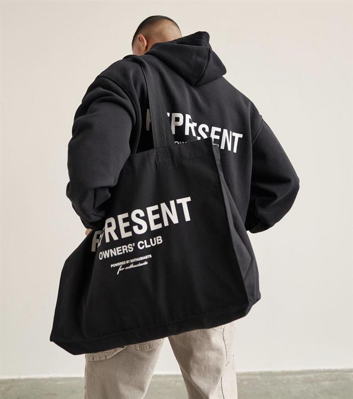 Унисекс FOG Streetwear Толстовка с капюшоном: Простая надпись «ПРЕДСТАВЛЯЙ» на спине M