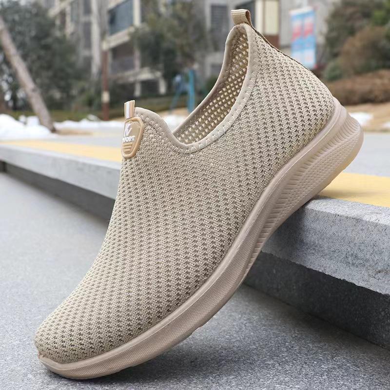 Fashion Summer Men's Casual Shoes, Knitted Mesh Sports Shoes, Anti Slip Lightweight Flat Shoes, New Men's Breathable Slip On Running Sho