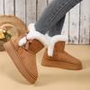 Fashion Faux Fur Bowknot Decoration Snow Boots 2025 Side Zip Thick Bottom Medium Heel Boots Warm Plush Leather Shoes Winter Warm Boots