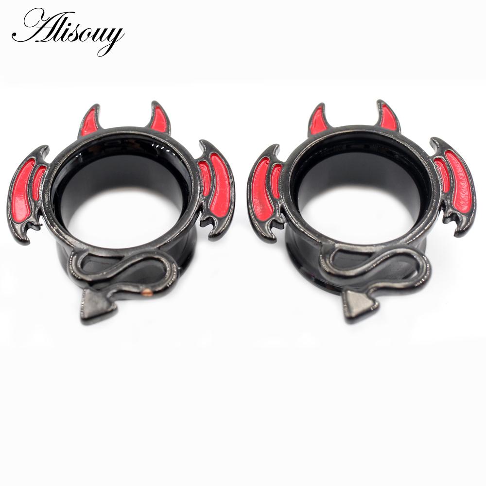 Alisouy 2PC Edelstahl Finger Blume Eule Fledermaus Ohr Tunnel Plug Flesh Expander Bahren Messgeräte Ohrring Piercing Körper Schmuck
