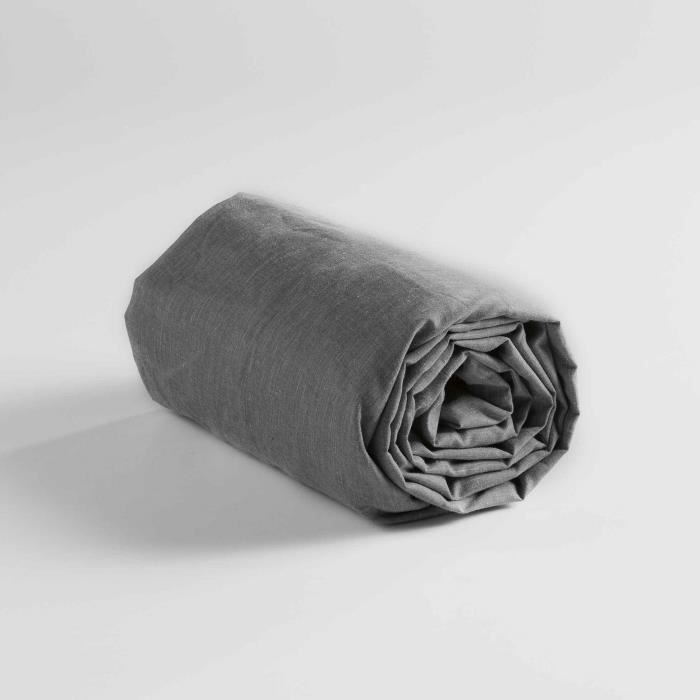 Drap Housse - Actuallys - 90x190 cm - Anthracite - 55% Polyester - 45% Coton