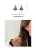 Korean Style Christmas Tree Earrings for Women - New Year Theme, High-End Niche Silver Studs