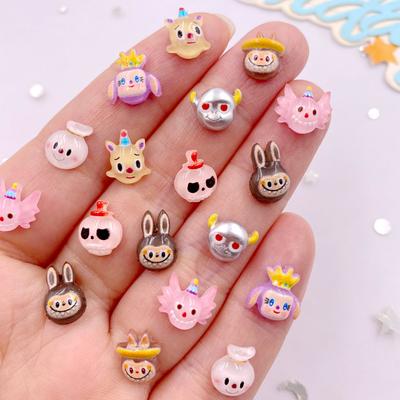 50 pezzi mini colorati dipinti a forma di cartone animato scimmia coniglio nail art con retro piatto strass figurine scrapbook fai da te decorazioni artigianato accessori