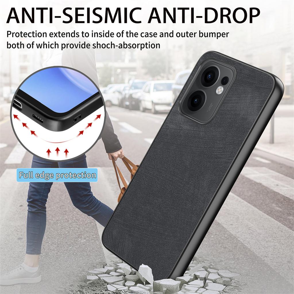 For Oppo Reno13 F 5G (Reno 13 FS 5G)/4G Case Shockproof Slim Retro Leather Phone Back Cover