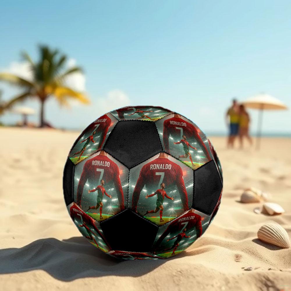 Cristiano Ronaldo Size5 Soccer Ball, Colorful, Suitable for All Ages, Machine-stitched, PVC Material, Competition Grade,durable and High Bounce