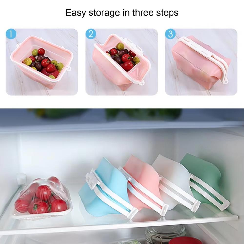Foldable Food Storage Bags Silicone Shut Bag Food Grade Fresh Wrap Bag  Cooking