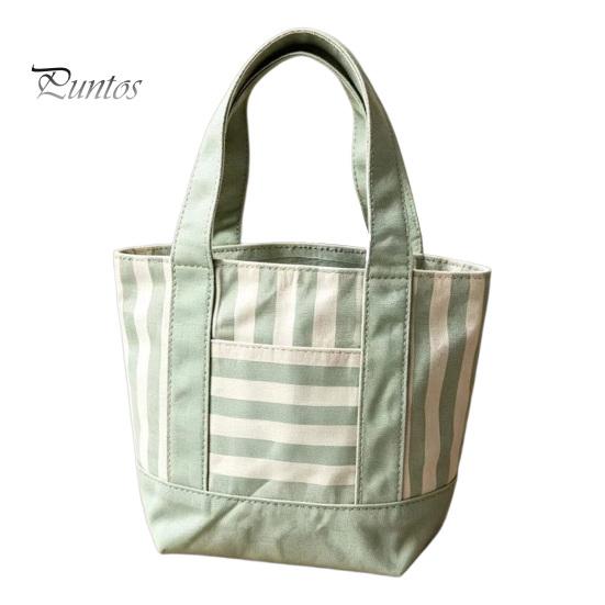 Multi-purpose Tote Bag Striped Canvas Bag, Stylish Reusable Grocery with Lightweight Front Pocket, Shoulder for Shopping Picnic Commuting Everyday